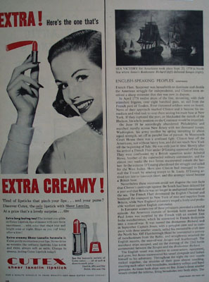 Cutex Extra Creamy Lipstick Ad 1957