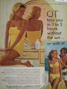 QT Tanning Lotion Tans 3 to 5 Hours Ad 1968