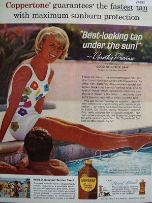 Coppertone Tanning Lotion And Dorothy Provine Ad 1964