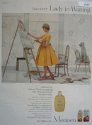 Mennen And Lady Artist In Yellow Dress Ad 1959