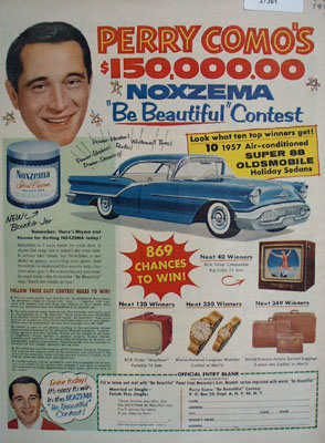 Noxema Skin Cream And Perry Como Ad 1957