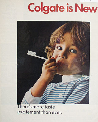Colgate Taste Excitement Girl With Toothbrush Ad 1967