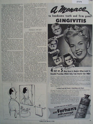 Forhams Toothpaste No Harsh Abrasives Ad 1945