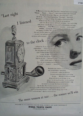 Ipana Tooth Paste Listen To The Clock Ad 1944