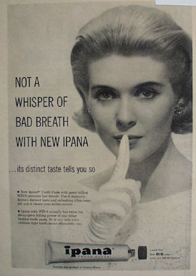 Ipana Tooth Paste Not A Whisper Ad 1958