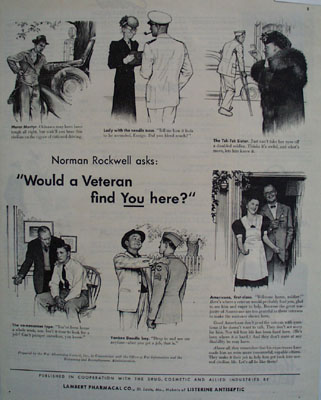 Lambert Pharmacal Co And Norman Rockwell Ad 1945