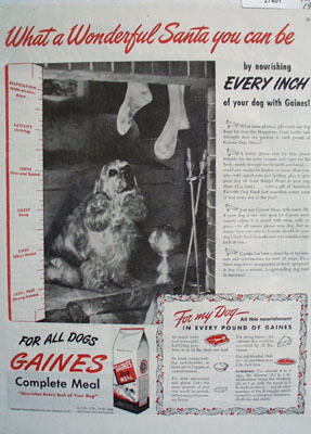 Gaines Dog Meal Christmas Ad 1945