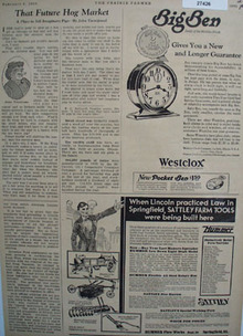 Sattley Farm Tools When Lincoln Practiced Law Ad 1930