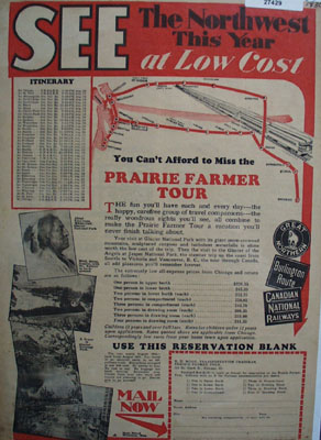 Prairie Farmer Tour To Northwest Ad 1930