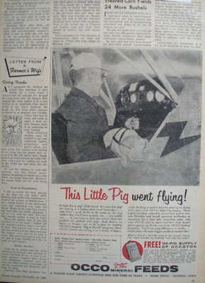 Occo Mineral Feeds Pig Went Flying Ad 1960