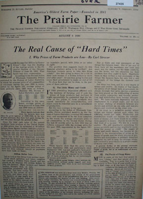 Prairie Farmer Cause Of Hard Times Article 1930