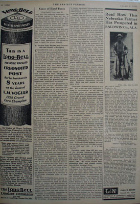 Prairie Farmer Cause Of Hard Times Article 1930