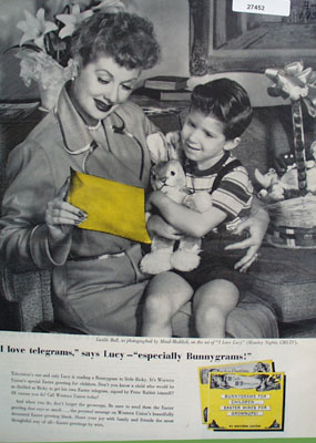 Lucille Ball With Ricky and Western Union Ad 1957