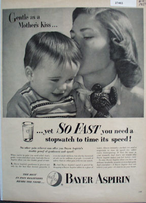 Bayer Aspirin Gentle As Mothers Kiss Ad 1954
