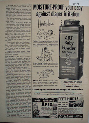 ZBT Baby Powder Moisture Proof Ad 1958