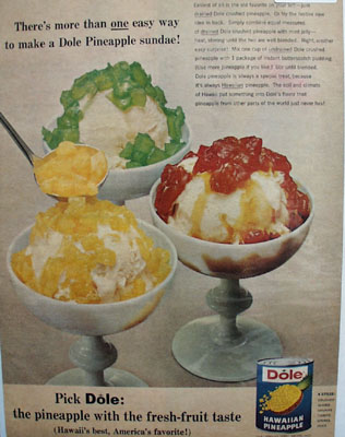 Dole Pineapple Sundaes Ad 1965