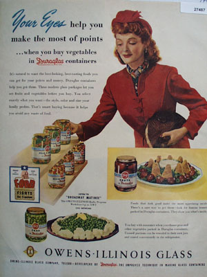 Duraglas Woman Buying Vegetables Ad 1944