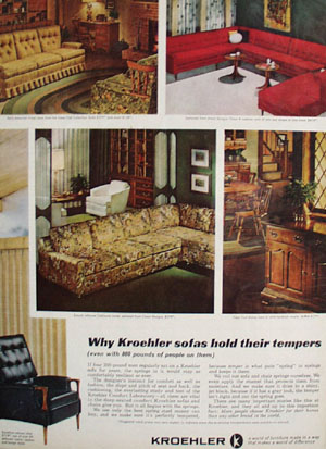 Kroehler Sofas Hold Their Tempers Ad 1965