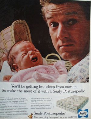 Sealy Posturepedic Man Holding Baby Ad 1966