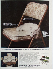 Samsonsite Chair With White Kitten Ad 1966