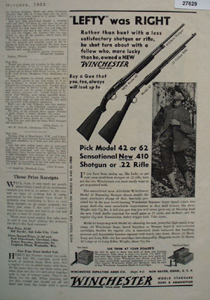 Winchester Left Was Right Ad 1933