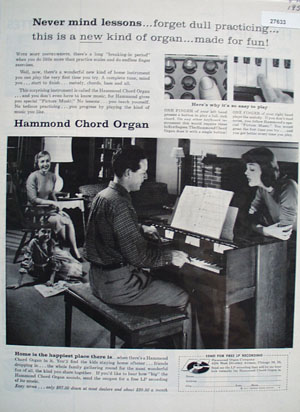 Hammond Chord Organ Never Mind Lessons Ad 1957