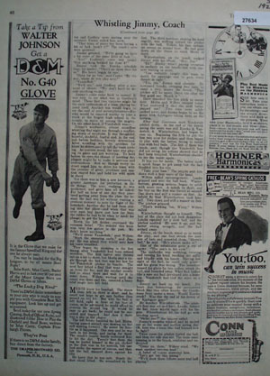 Walter Johnson D and M Glove ad.
