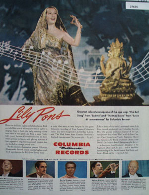 Columbia Records Lily Pons Ad 1945