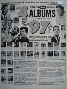 Capitol Records 4 Albums for 97 cents Ad 1960