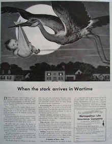 Metropolitan Life Stork Arrives In Wartime Ad 1943