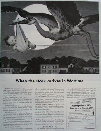 Metropolitan Life Stork Arrives In Wartime Ad 1943