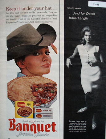 Banquet Frozen Beef Pie Keep Under Your Hat Ad 1964
