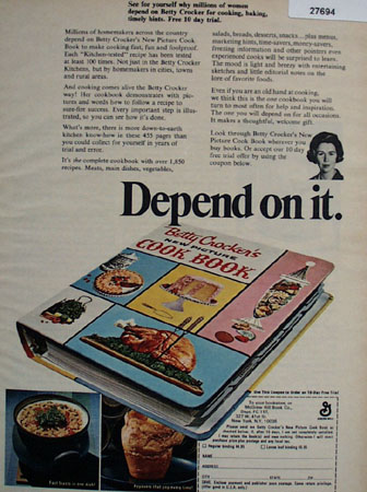 Betty Crocker Cook Book Depend On It Ad 1967