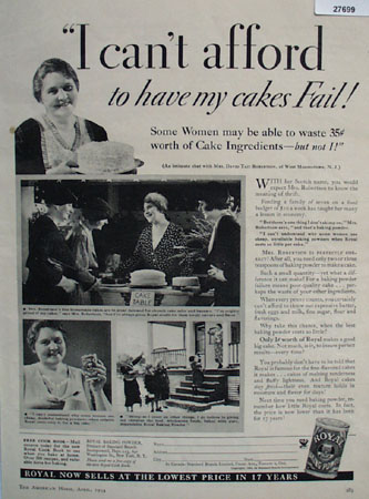 Royal Baking Powder Cakes Dont Fail Ad 1934