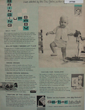 Gerber Baby Foods Hints By Mrs. Dan Gerber Ad 1958