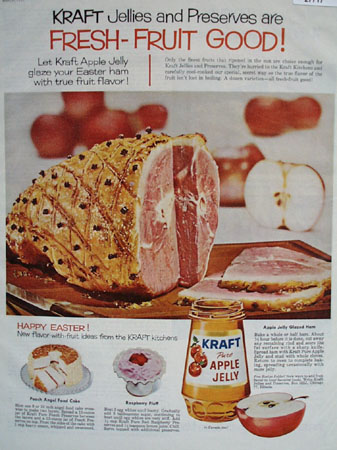Kraft Foods Fresh Fruit Good Jelly Easter Ad 1959