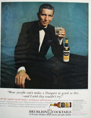Heublein Cocktails and Star Michael Rennie Ad 1964