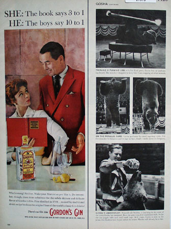 Gordons Gin Book Says 3 to 1 Ad 1960