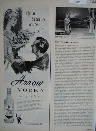 Arrow Vodka Light As a Bubble Ad 1960