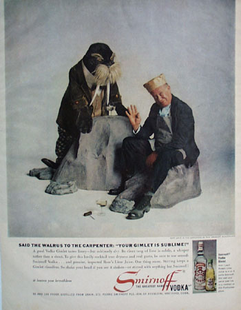 Smirnoff Vodka and Bert Lahr Ad 1960