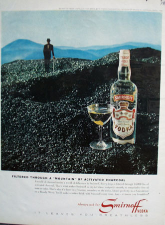 Smirnoff Vodka Mountain of Charcoal Ad 1964