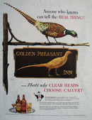 Calvert Whiskey Golden Pheasant Inn Ad 1945