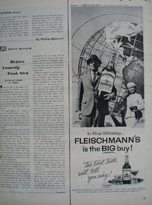 Fleischmanns Man Woman World Globe Ad 1964