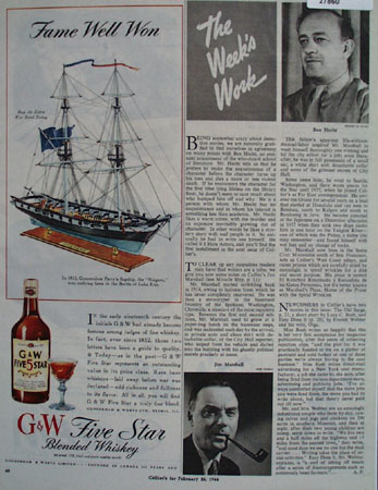 G And W Five Star Whiskey Fame Well Won Ad 1944