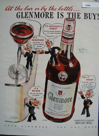 Glenmore Whiskey At The Bar Or By Bottle Ad 1942