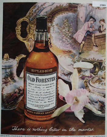Old Forrester Whiskey And Victorian Dishes Ad 1944