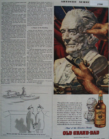 Old Grand Dad Whiskey Artistic Achievement Ad 1945
