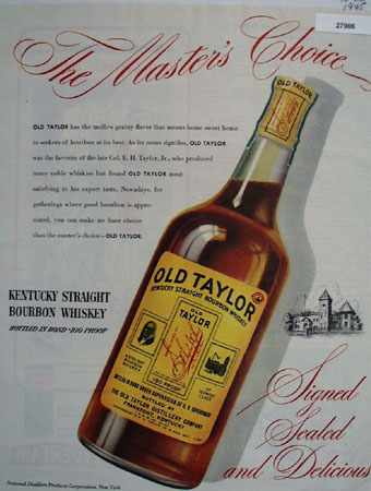 Old Taylor Whiskey The Masters Choice Ad 1945