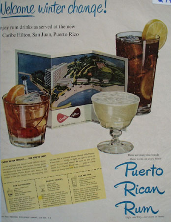 Puerto Rican Rum Welcome Winter Change Ad 1950