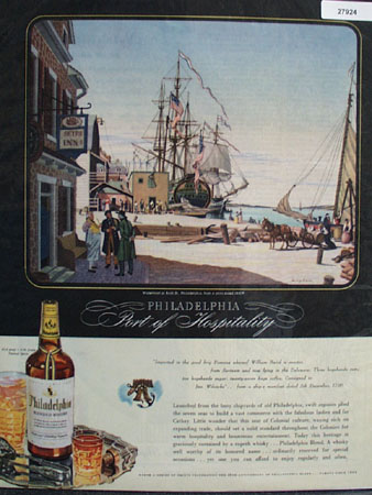 Philadelphia Whisky and Waterfront At Arch St Ad 1944